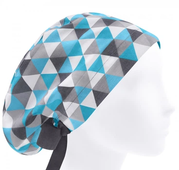 Медицинская шапочка женская HeadwearUniverse универсальная принт Треугольники голубые