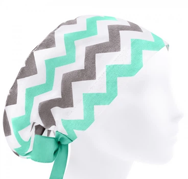 Медицинская шапочка женская HeadwearUniverse универсальная принт Зигзаг мятный