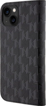 Etui z klapką Karl Lagerfeld Saffiano Monogram do Apple iPhone 14 Black (3666339122942)