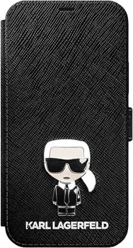 Etui z klapką Karl Lagerfeld Saffiano Ikonik Metal do Apple iPhone 12 mini Black (3700740492154)