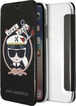 Etui z klapką Karl Lagerfeld Signature Glitter do Apple iPhone X/Xs Black (3700740413623)