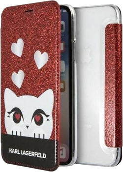 Etui z klapką Karl Lagerfeld Valentine do Apple iPhone X/XS Red (3700740413654)
