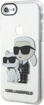 Etui Karl Lagerfeld Gliter Karl&Choupette do Apple iPhone 7/8 Transparent (3666339118822)