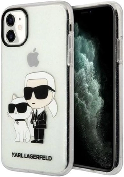 Etui Karl Lagerfeld Gliter Karl&Choupette do Apple iPhone Xr/11 Transparent (3666339102098)