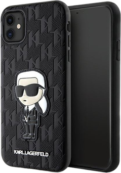 Панель Karl Lagerfeld Saffiano Monogram Ikonik do Apple iPhone Xr/11 Black (3666339127886)