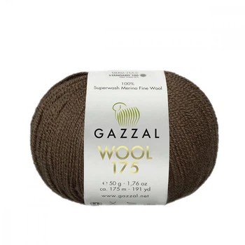 Пряжа Gazzal Wool 175 310-Темно-коричневый
