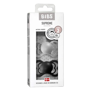 Пустышка BIBS Supreme набор 2 шт латексная анатомическая 6-36 мес Cloud Black