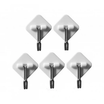 Гачки самоклеючі VOREL для одягу рушників ключів набір 5 шт білі (714198)
