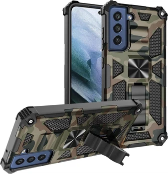 Чехол Military Shield для Samsung Galaxy S21 FE / G990 бампер противоударный с подставкой Khaki