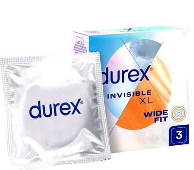 Prezerwatywy Durex Invisible Extra Large powiększone 3 szt (5900627093094)