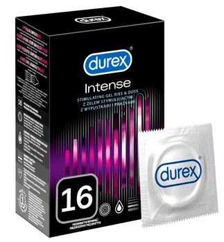 Презервативи Durex Intense зі смужками та стимулюючим гелем 16 шт (5997321772103)
