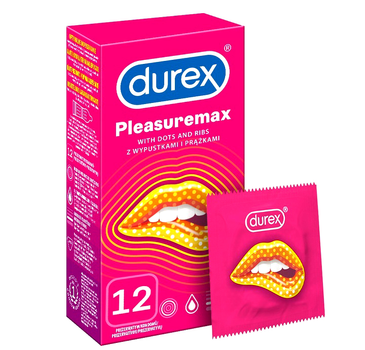 Prezerwatywy Durex Pleasuremax z wypustkami prążkami 12 szt (5038483193051)