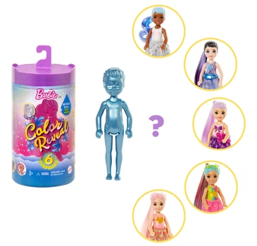 Лялька Барбі Челсі Сюрприз Кольорове перевтілення Barbie Color Reveal Chelsea Shimmer Series Doll with 6 Surprises (GTT23)