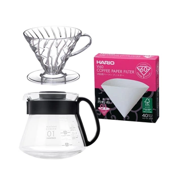 Набор Пуровер HARIO V60 01 прозрачный + сервер 360 мл + фильтры V60 40 шт