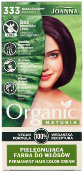 Farba do włosów Joanna Naturia Organic pielęgnująca 333 Bakłażanowy 100 ml (5901018020255)