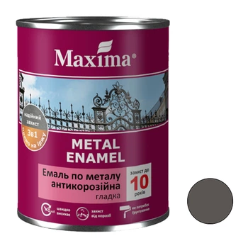 Эмаль 3 в 1 темно-серая антикоррозийная по металлу Maxima 0,75 кг