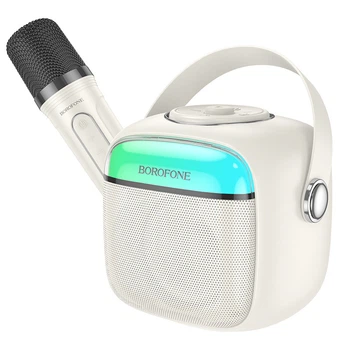 Беспроводная караоке колонка с микрофоном BOROFONE BP15 |AUX, TF, USB| Белый