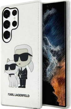 Etui Karl Lagerfeld Glitter Karl&Choupette do Samsung Galaxy S23 Ultra Transparent (3666339114718)