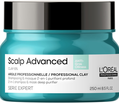 Maska do włosów L'Oreal Professionnel Serie Expert Scalp Advanced 2-in-1 Deep Purifier Clay oczyszczająca z glinką 2 w 1 250 ml (3474637090531)