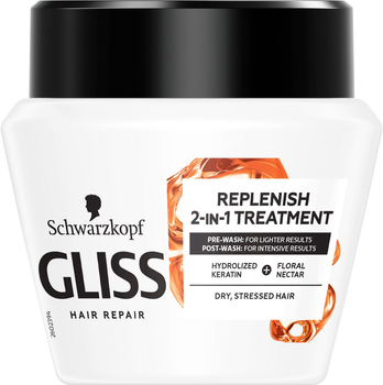 Маска для волосся Gliss Total Repair Replenish 2 в 1 Відновлювальний догляд для сухого та пошкодженого волосся 300 мл (9000101050851)