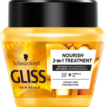 Maska do włosów Gliss Oil Nutritive Nourish 2-in-1 Treatment odżywcza do włosów przesuszonych i nadwyrężonych 300 ml (9000101050936)