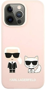 Etui Karl Lagerfeld Silicone Ikonik Karl&Choupette Magsafe do Apple iPhone 13 Pro Max Light Pink (3666339035150)