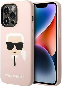 Панель Karl Lagerfeld Silicone Karl Head Magsafe для Apple iPhone 14 Pro Light Pink (3666339078058)