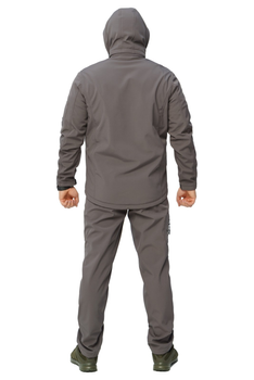 Костюм чоловічий демісезонний Soft shel на флісі сірий 48 штани куртка куртка з капюшоном з вентиляційним клапаном під пахвами вітро - водонепроникний