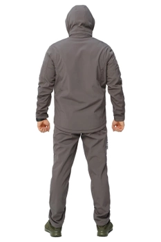 Костюм чоловічий Soft shel на флісі сірий 60 демісезонний штани штани куртка з капюшоном з вентиляційним клапаном під пахвами вітро - водонепроникний