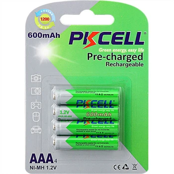 Батарейки для фонаря и игрушек AAA PKCELL 600mAh 1.2V Ni-MH RTU 4 шт (AAA600-4B)