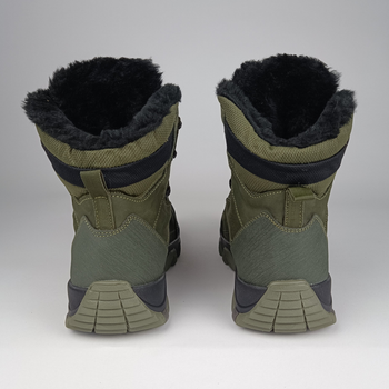 Зимові шкіряні полуберці на хутрі Oksy Tactical черевикі екохутро Olive розмір 46