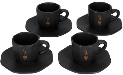 Набір Bialetti 4 чорних чашки з блюдцями (8006363035422)