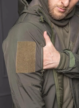 Мужская куртка НГУ Softshell оливковый цвет с анатомическим покроем ветрозащитная 3XL