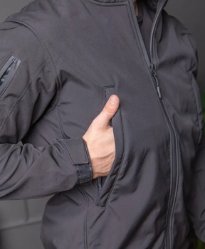 Мужской демисезонный Костюм полиция Softshell с Липучками под Шевроны черный Куртка и брюки 3XL