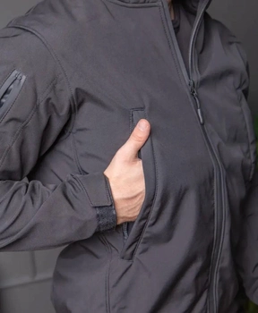 Мужской демисезонный Костюм полиция Softshell с Липучками под Шевроны черный Куртка и брюки XL