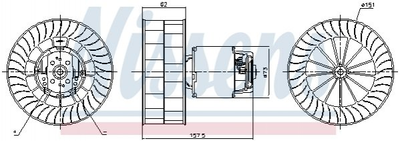 Вентилятор пічки NISSENS 87253 Nissan Kubistar; Renault Kangoo 2720500QAJ, 7701205540, 7701206550
