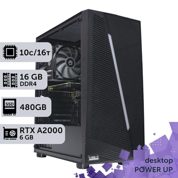 Робоча станція PowerUp Desktop #182 Core i5 13400F / 16 GB / SSD 512GB / NVIDIA Quadro RTX A2000 6GB для 3D моделювання відеомонтажу рендерингу для інженерів та архітекторів