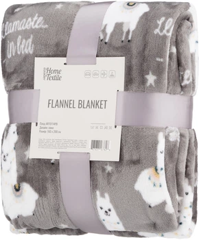 Плед ARDESTO Flannel Серый Полуторный 160х200 см Ламы (ART0114PB)