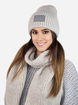 Комплект жіночий (шапка+шарф) Kamea K.23.219.03 One Size Світло-бежевий (5903246760323)