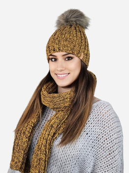Комплект жіночий (шапка+шарф) Kamea K.22.261.48 One Size Гірчичний (5903246771428)