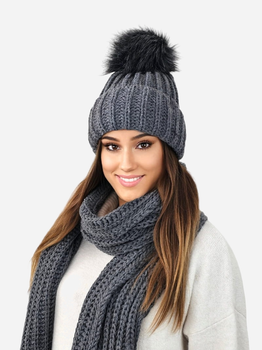 Комплект жіночий (шапка+шарф) Kamea K.23.211.07 One Size Графітовий (5903246781830)