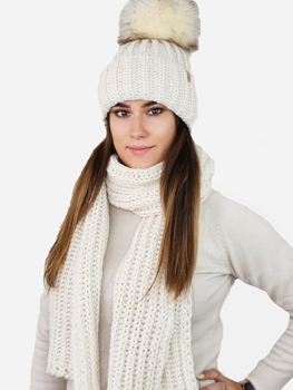 Комплект жіночий (шапка+шарф) Kamea K.23.211.02 One Size Екрю (5903246781847)