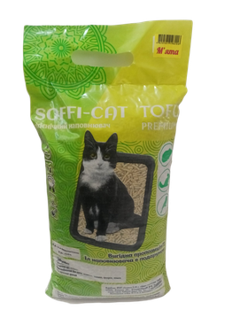 Наповнювач для котячого туалету соєвий 3 кг (7 л) Soffi-Cat Tofu М'ята