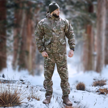 Зимний мужской костюм Рип-Стоп -20°C Утепленный бушлат и брюки Мультикам 52