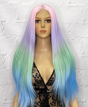 Парик на сетке Lace Wig Headline № PKBL07 длинный разноцветный, 80 см, термостойкое волокно