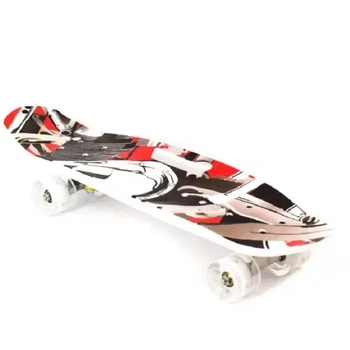 Скейт Пенні Борд Best Board C 40311 З Колісами, що світяться Абстракція Чорно-Червоний