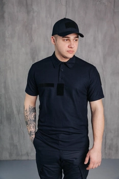 Поло футболка мужская для ДСНС с липучками под шевроны темно-синий цвет ткань CoolPass 42