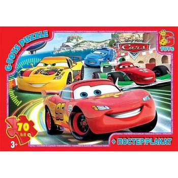 Пазлы детские "Тачки" G-Toys Z10178, 70 элементов