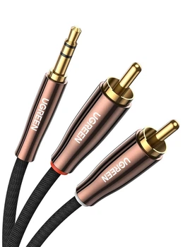 Кабель аудио Ugreen 3.5 mm to 2 RCA стерео разветвитель RCA Y 1 м Black (YM1555)