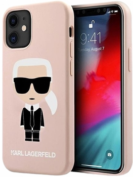 Etui CG Mobile Karl Lagerfeld Silicone Iconic do Apple iPhone 12 mini Jasnorozowy (3700740493106)